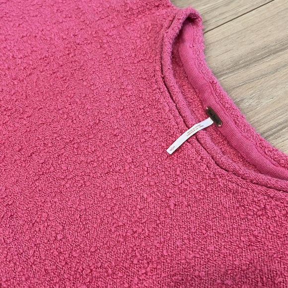 Free People Yorkie Tee Textured Oversized Short Sleeve Pink Sweater - Picture 4 of 8